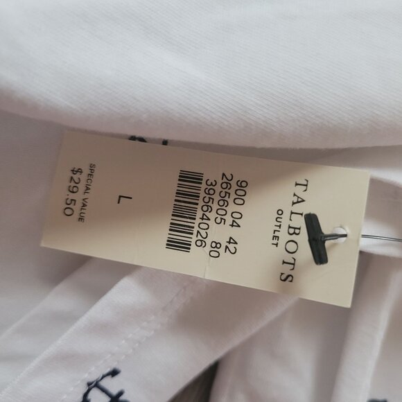 Talbots White Anchor Print Womens T-Shirt NWT - Picture 4 of 4
